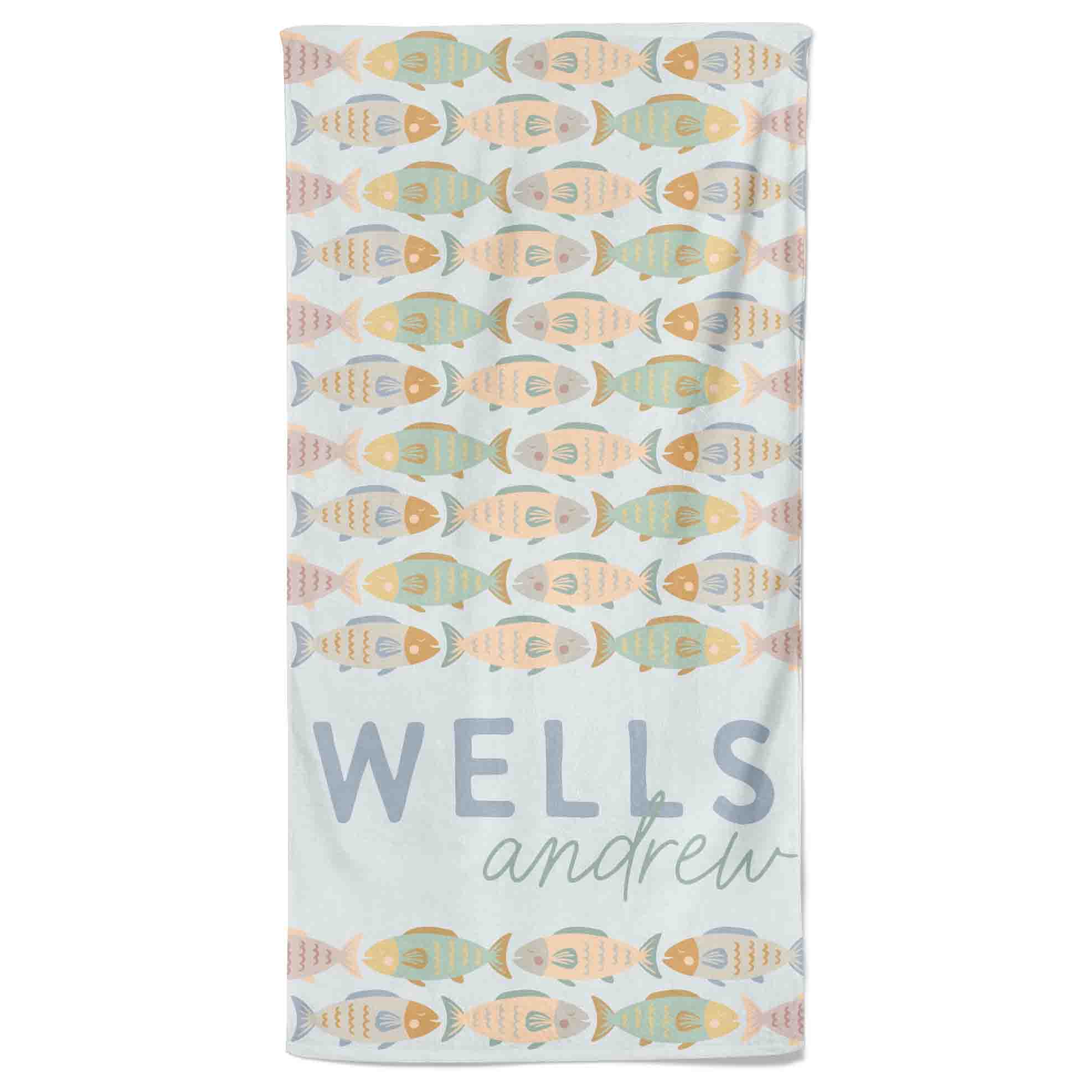 Catch Of The Day Personalized Kids Beach Towel | Blue