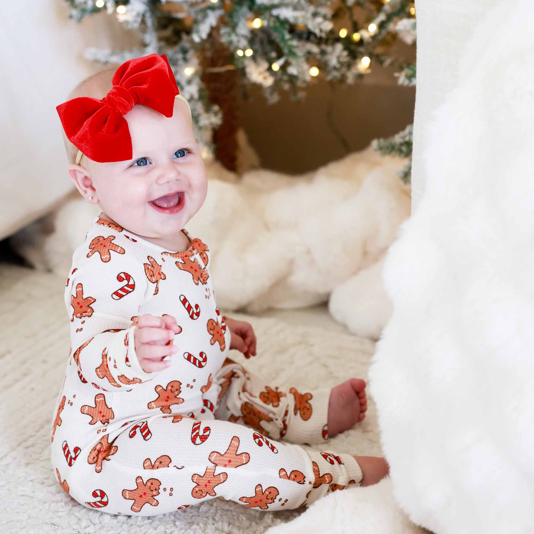 Christmas Bamboo Waffle Convertible Zip Rompers