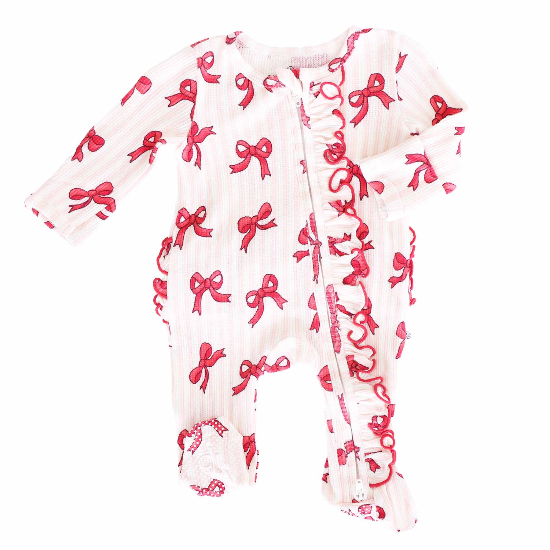 Christmas Bamboo Waffle Zipper Footies