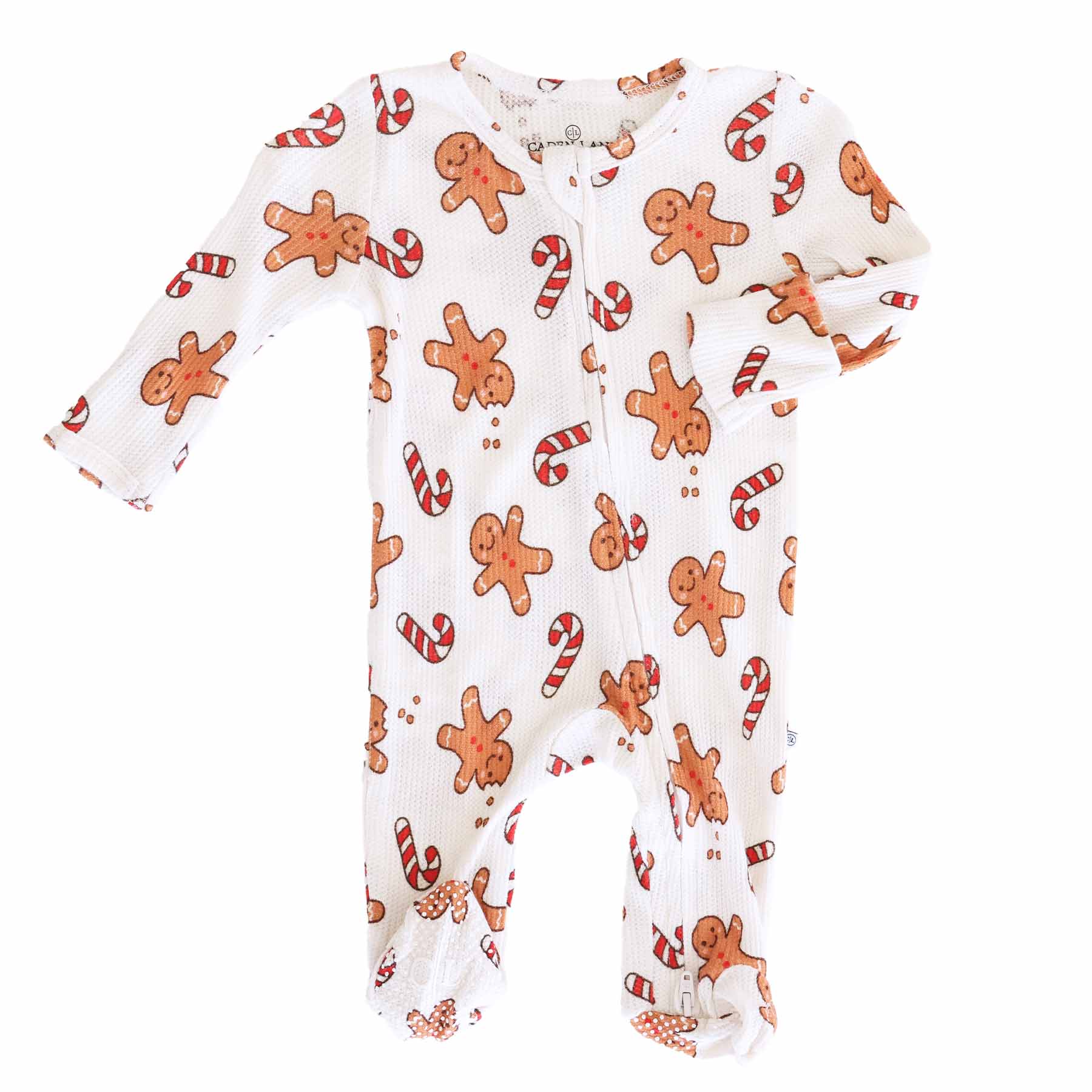 Christmas Bamboo Waffle Zipper Footies