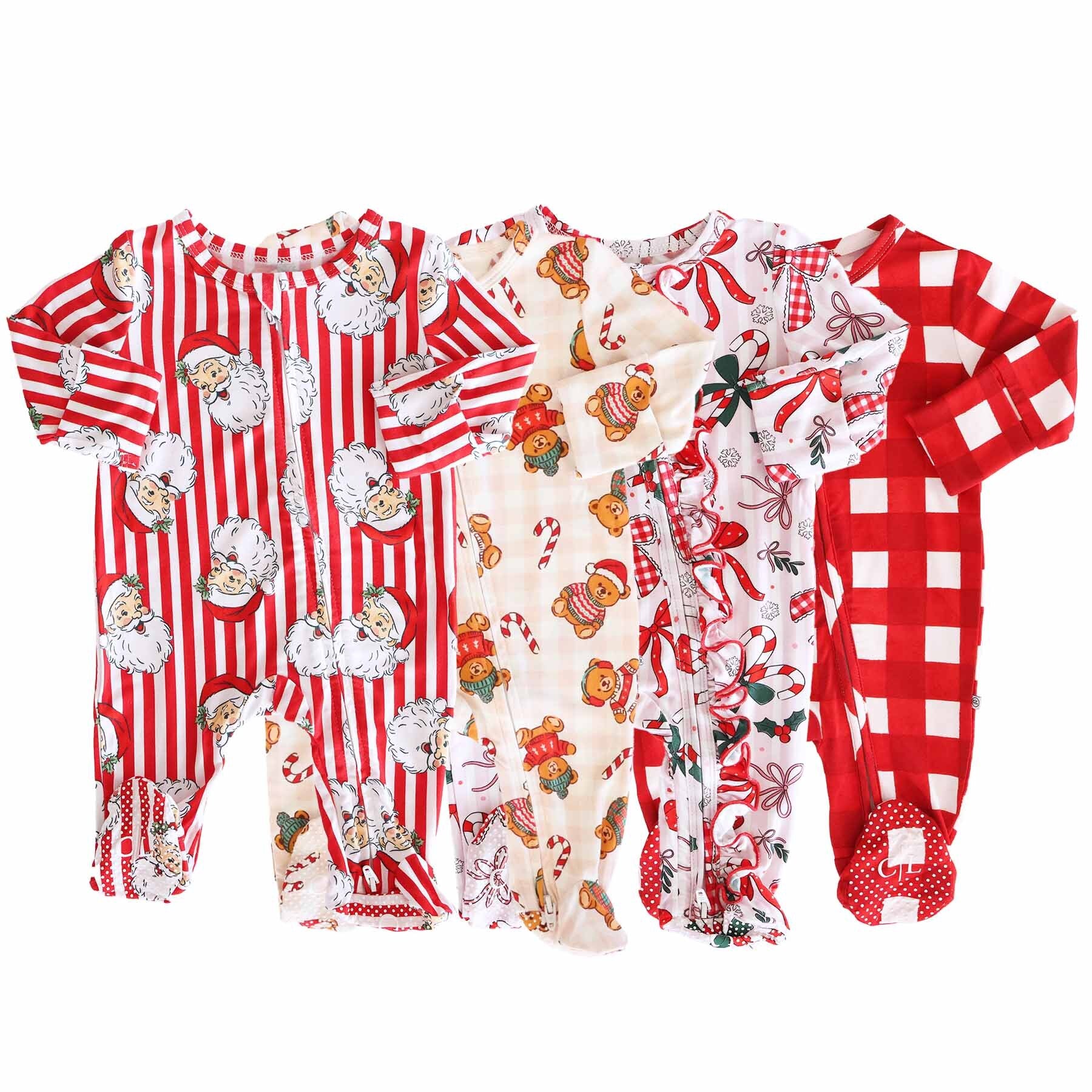 Christmas Bamboo Zipper Footies