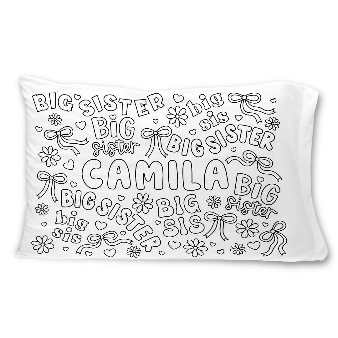 Colorable Personalized Pillow Case | Big Sis