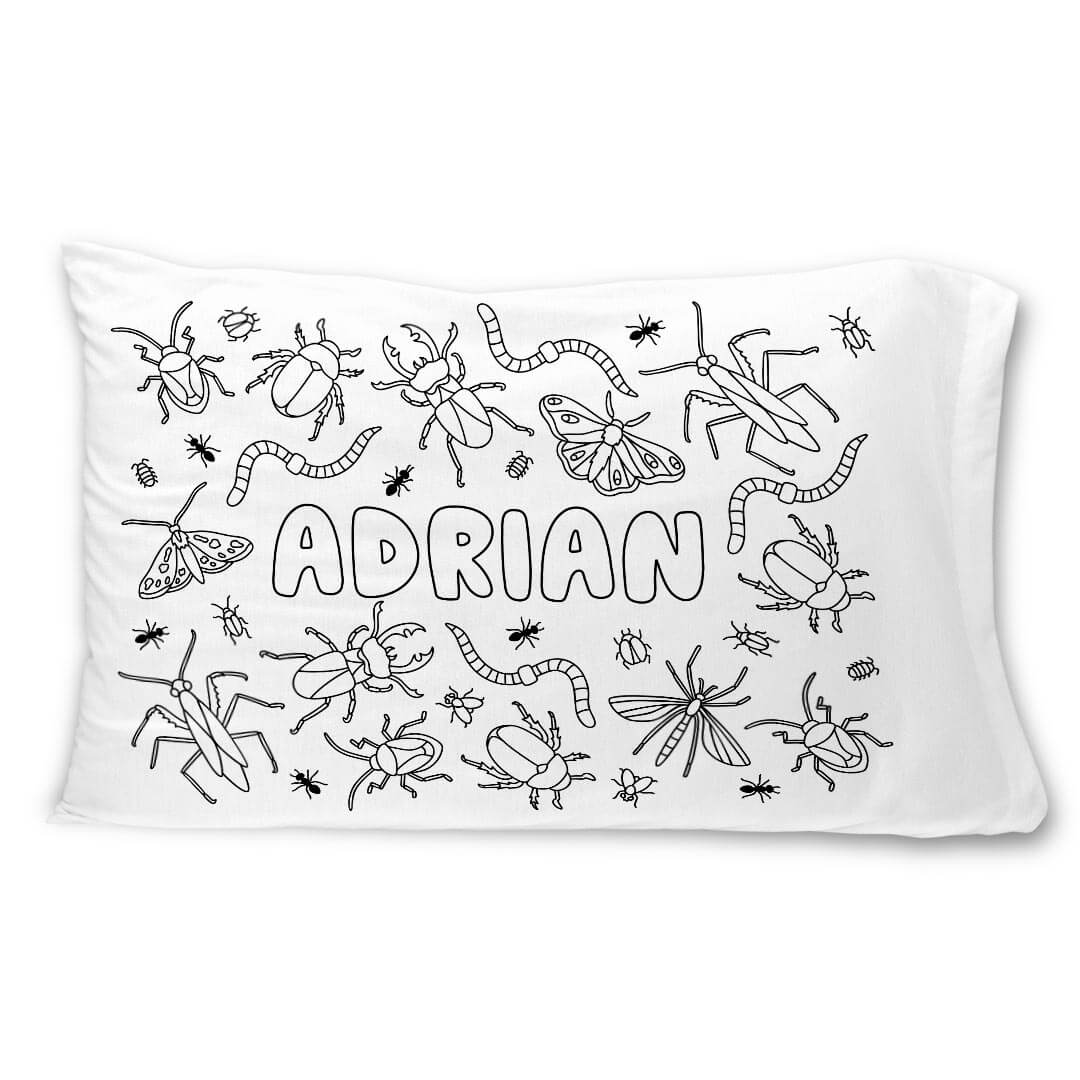 Colorable Personalized Pillow Case | Doodle Bugs