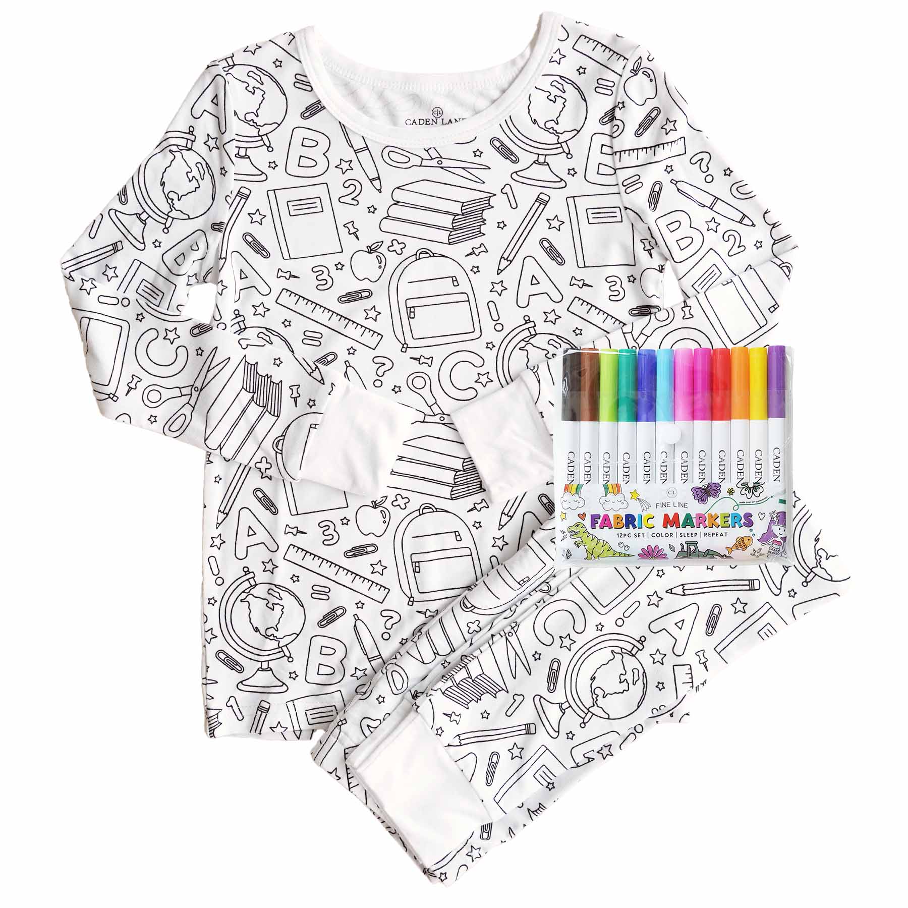 Colorable Two Piece Pajama Set | School Days