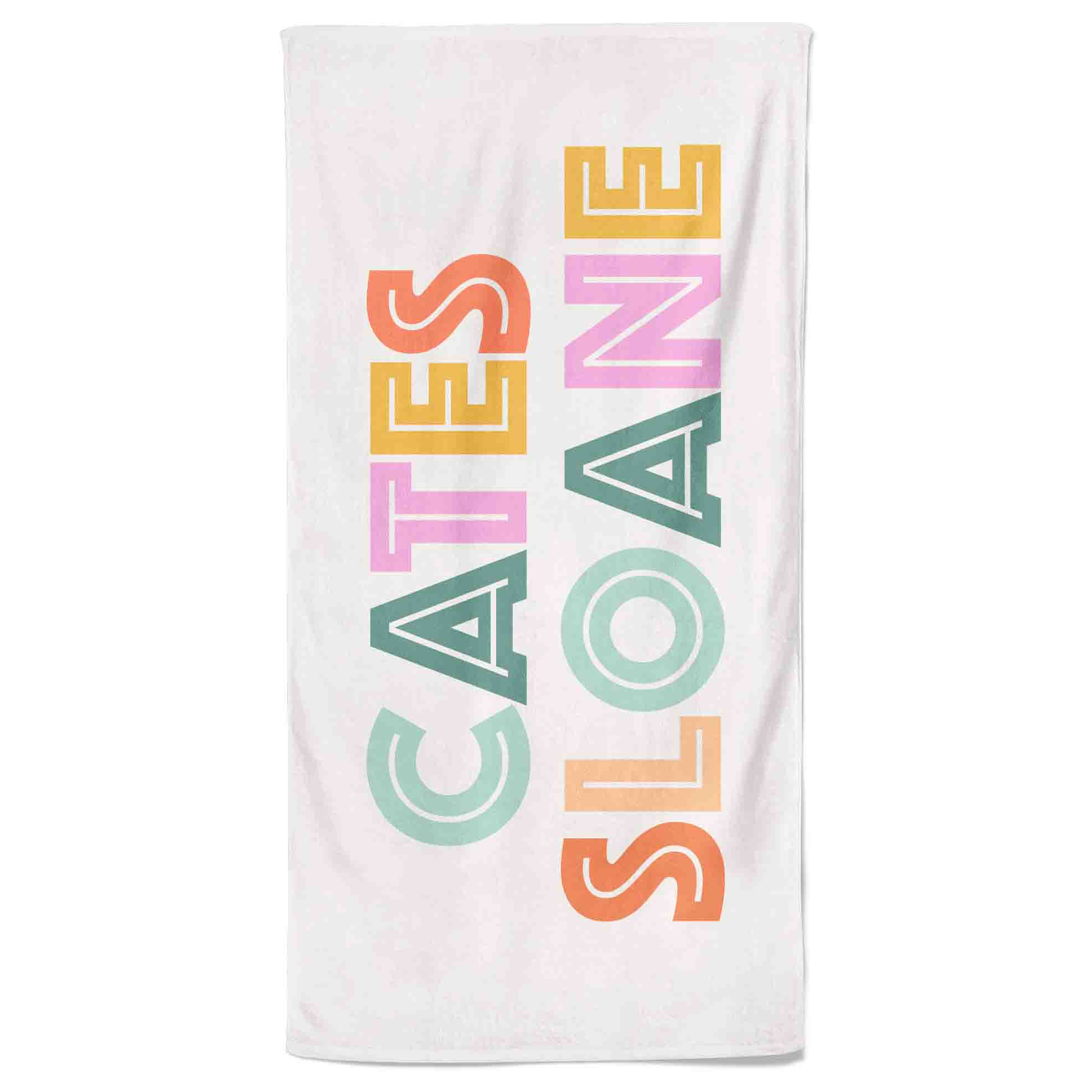 Colorful Outline Personalized Kids Beach Towel