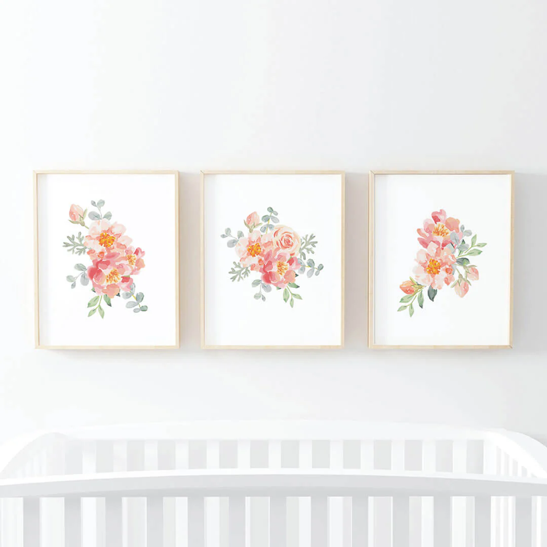 Ella's Dusty Rose Floral Digital Nursery Art Bundle