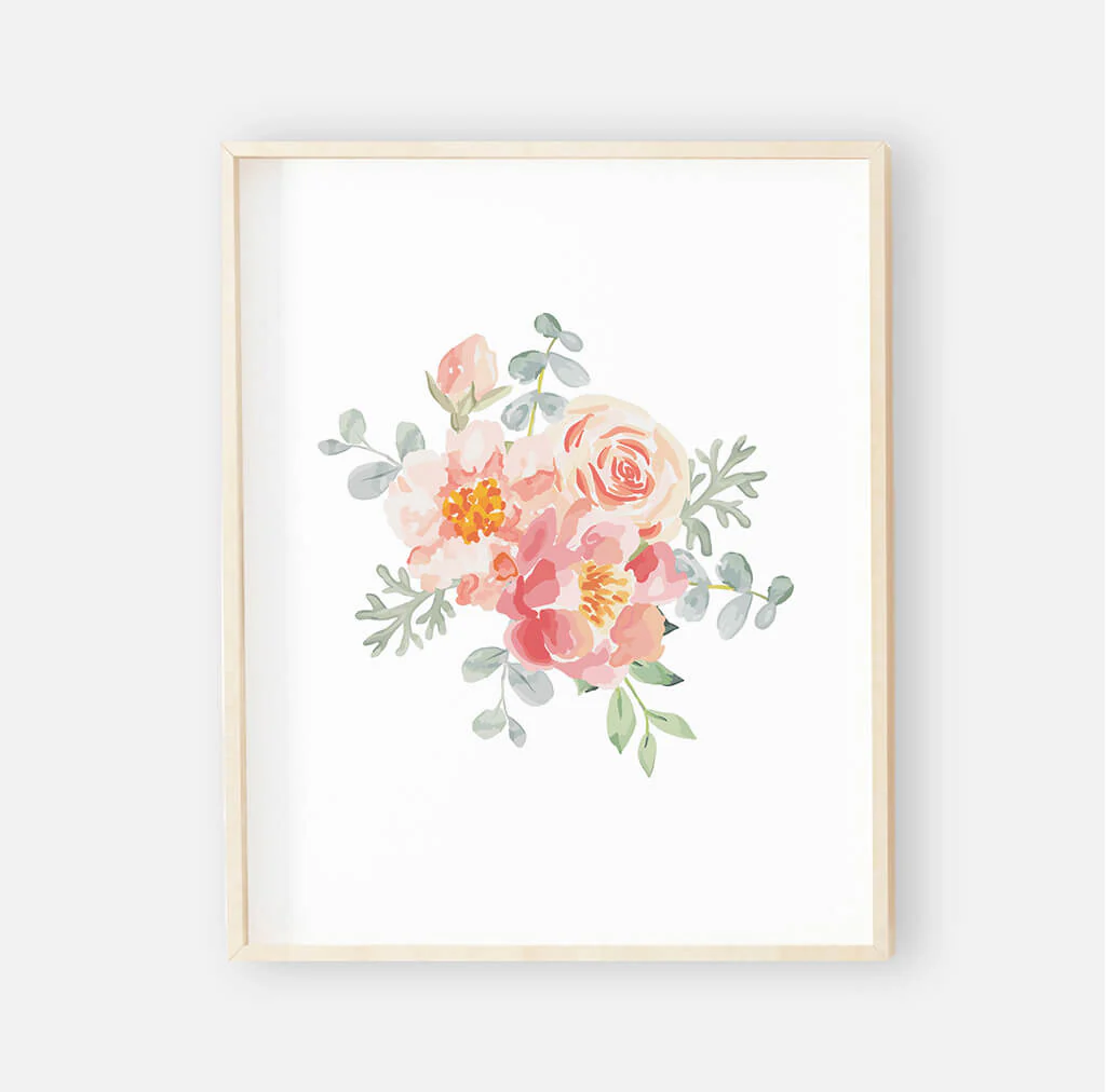 Ella's Dusty Rose Floral Digital Nursery Art Bundle