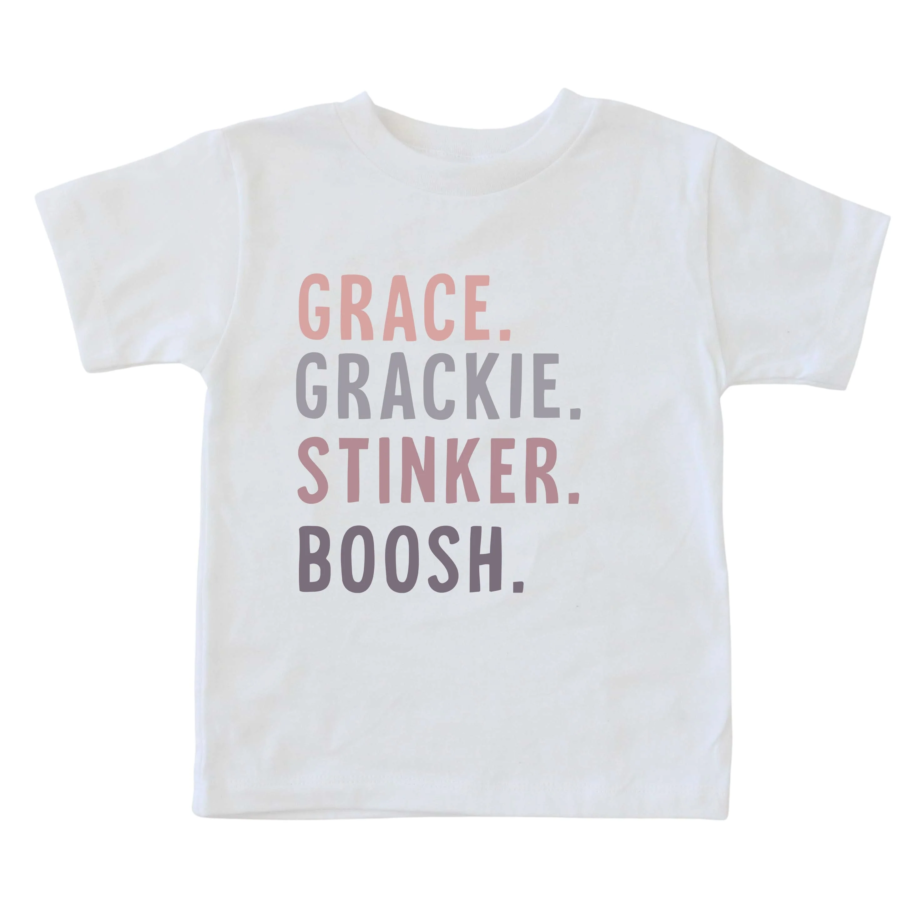Personalized Purple Nickname Color Block Kids Graphic Tee | White