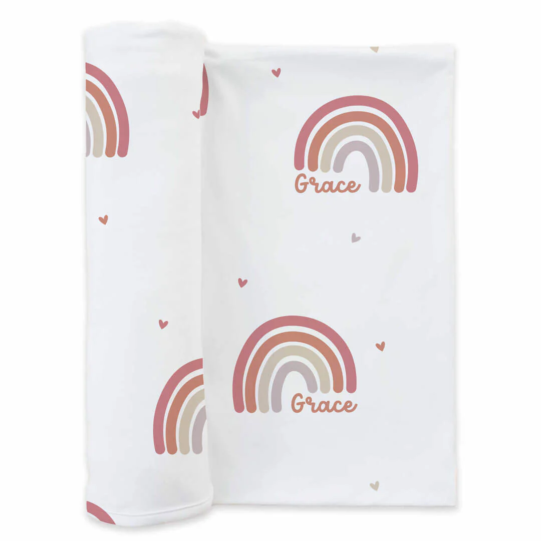 Girlie Rainbow Personalized Baby Name Swaddle