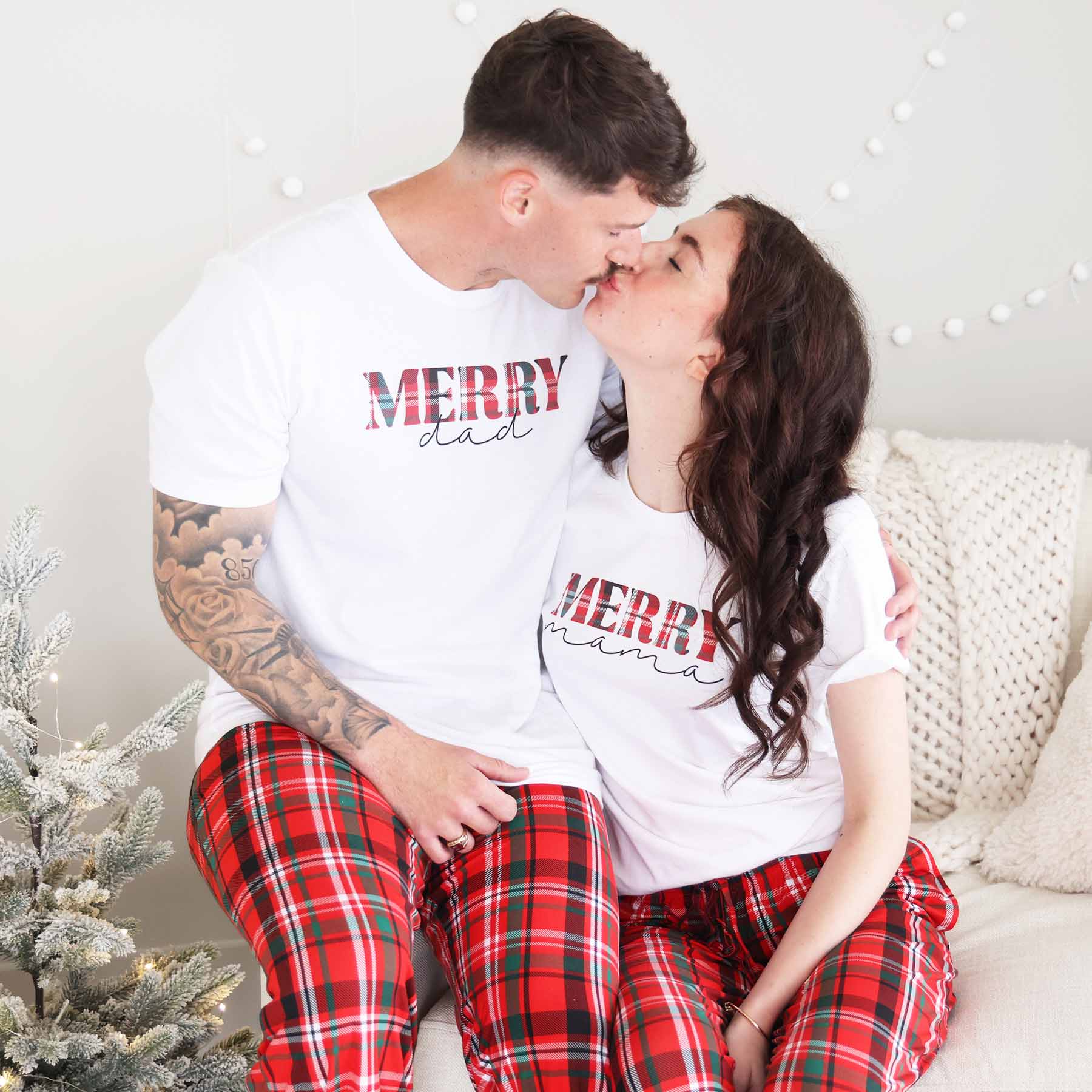 Merry Personalized Adult Graphic Tee | White
