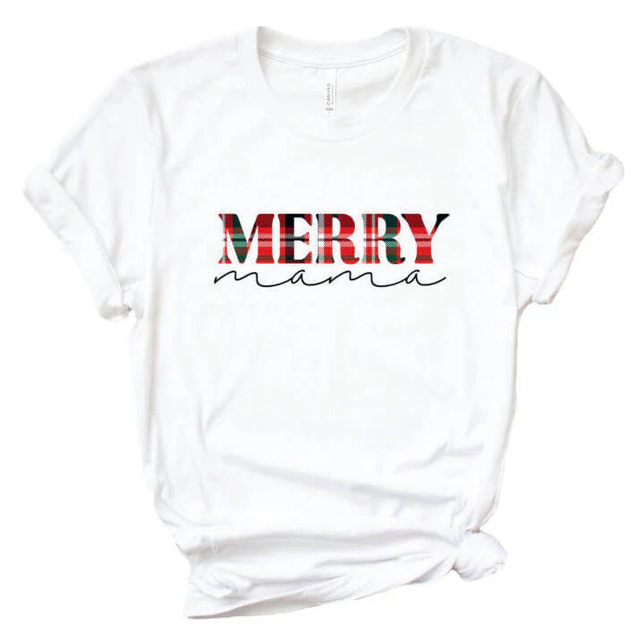 Merry Personalized Adult Graphic Tee | White
