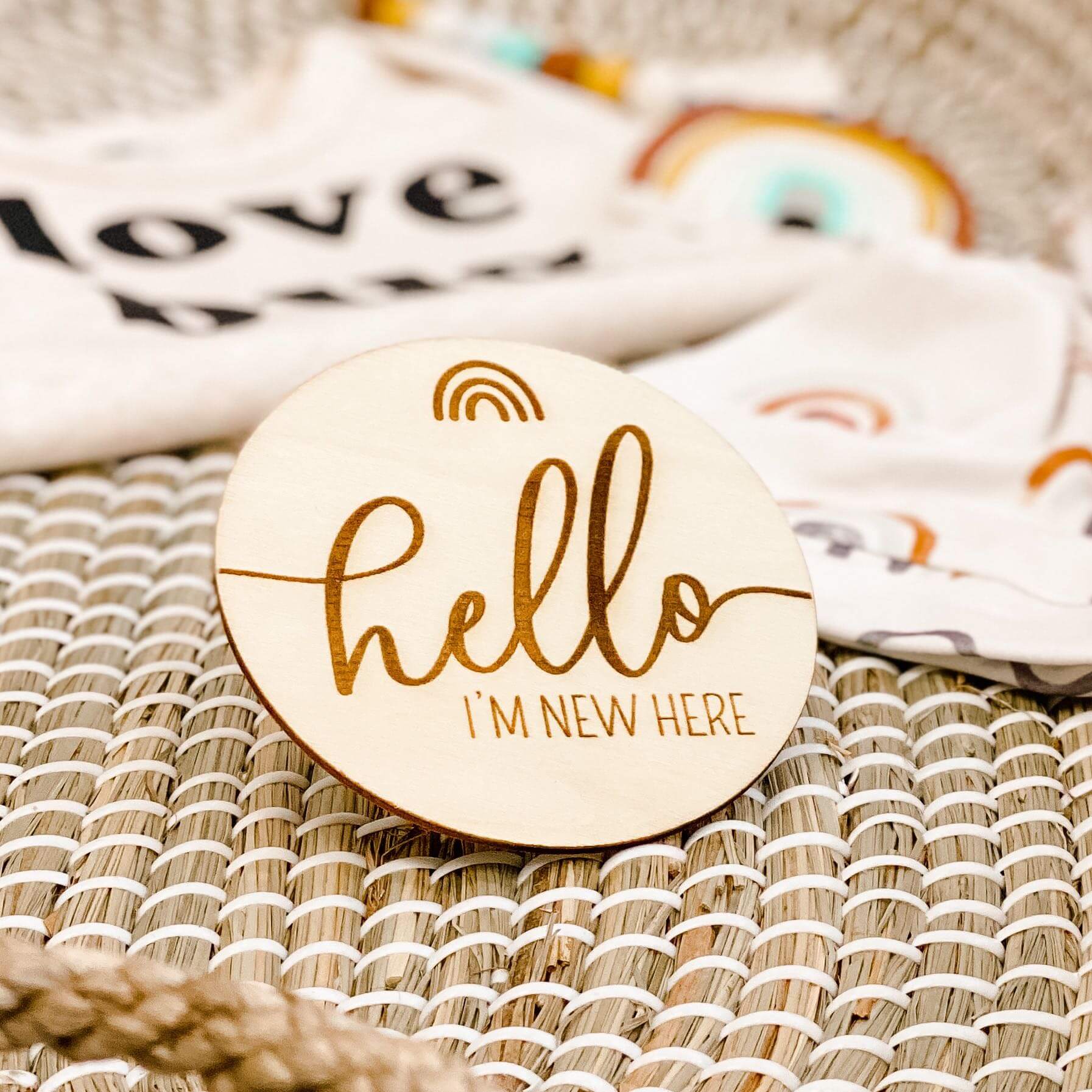 Hello I'm Here Wood Announcement | Rainbow