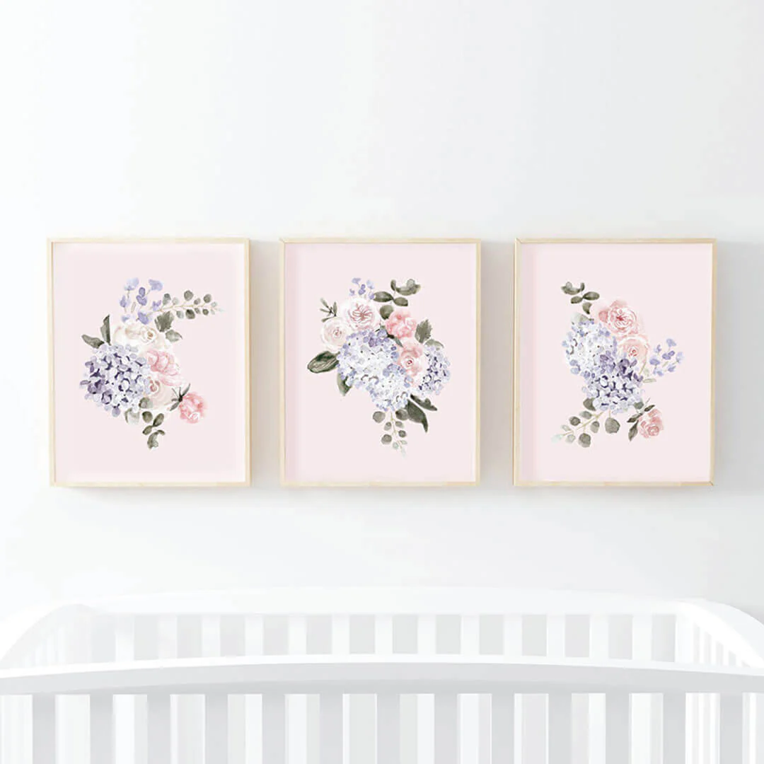 Henlee's Hydrangea Bundled Digital Nursery Wall Art