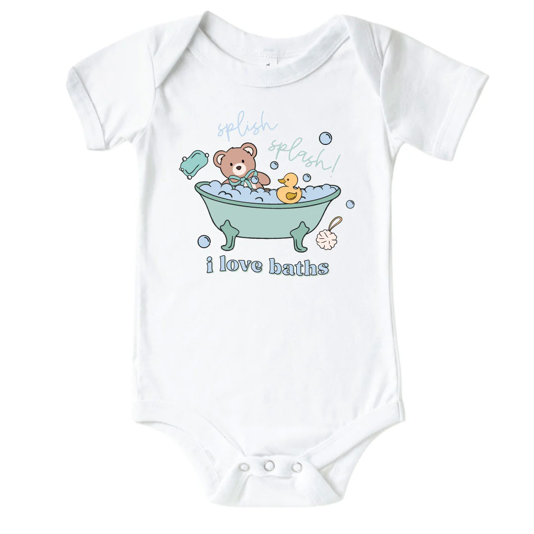 I Love Baths Graphic Bodysuit | White