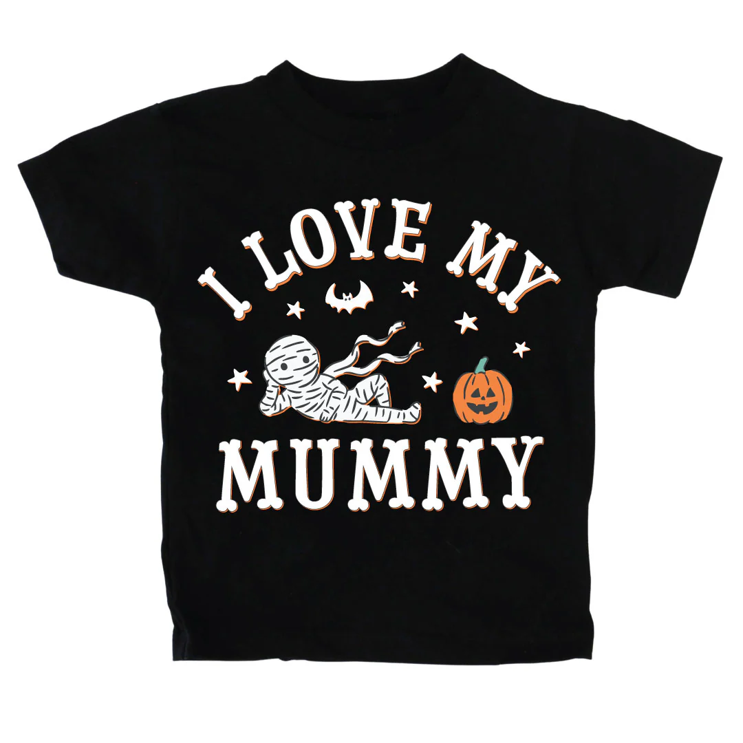 I Love My Mummy Graphic Bodysuit & Kids Tee | Black